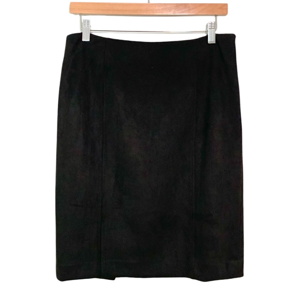 Kasper Black Micro Suede Pencil Skirt Size 8 Chic Polished Classic Basics